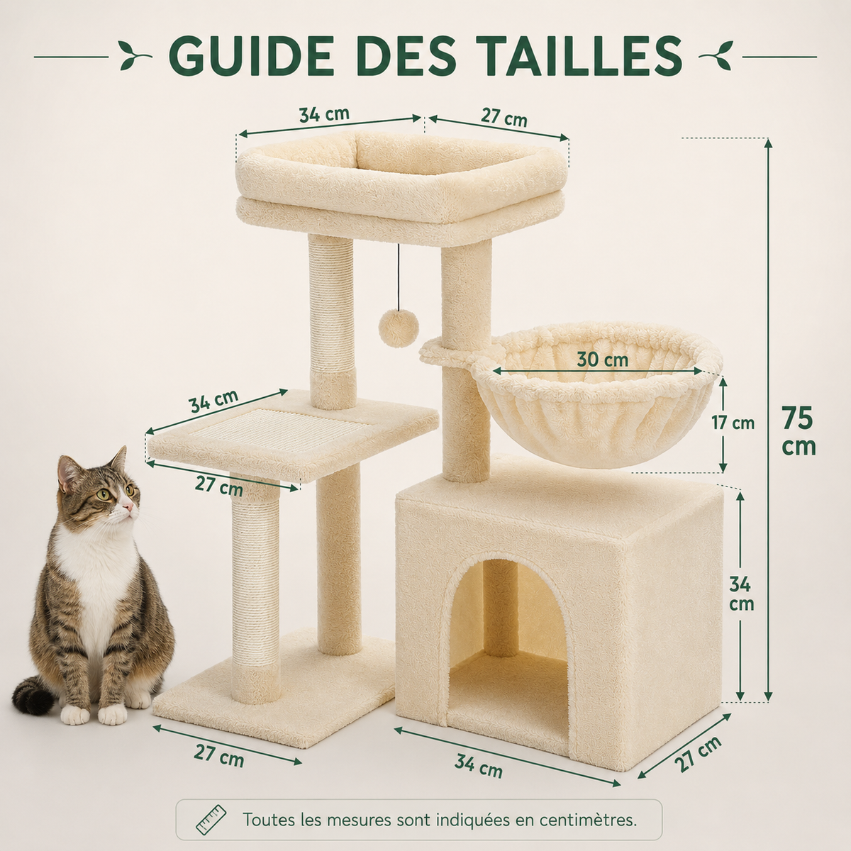 Arbre à Chat d'Intérieur et ses dimensions