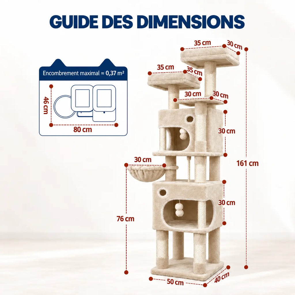 Arbre à Chat 161cm – 7 Niveaux & Grande Stabilité
