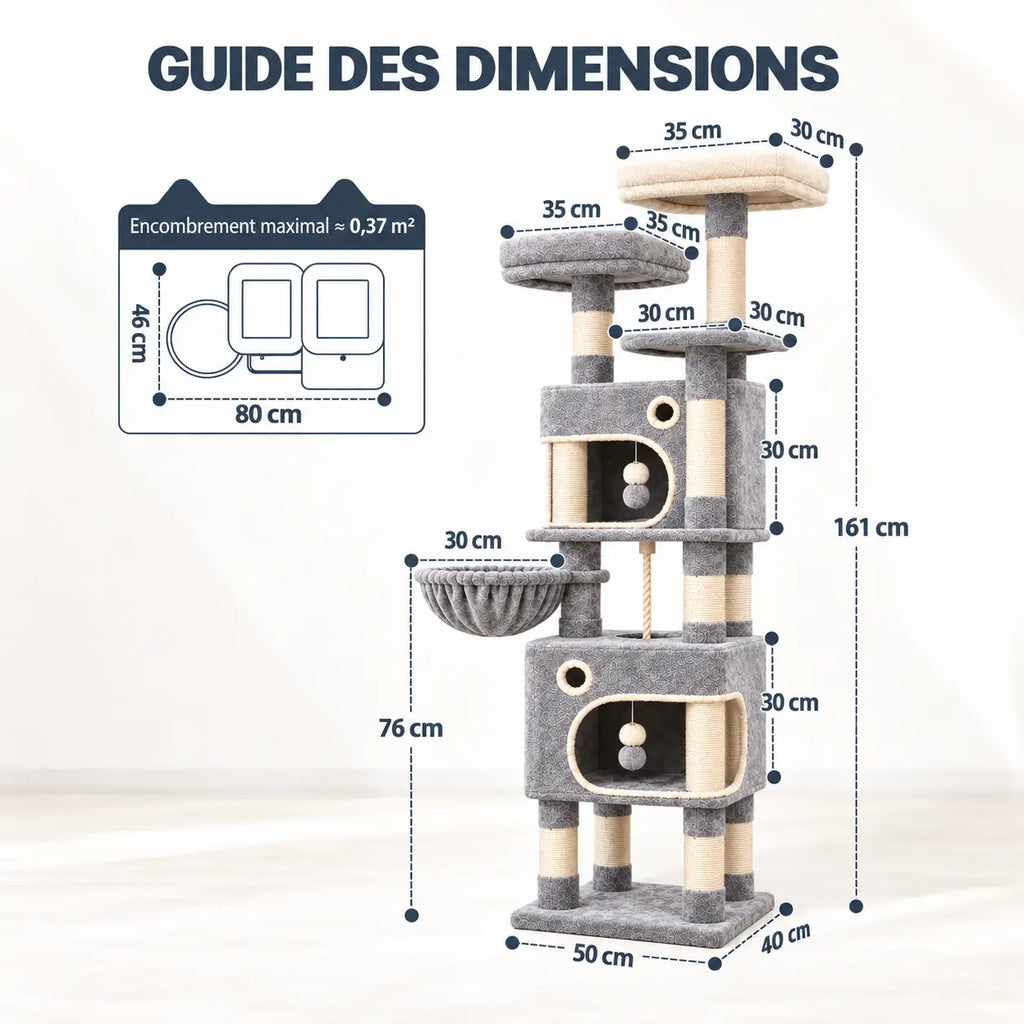 Arbre à Chat 161cm – 7 Niveaux & Grande Stabilité