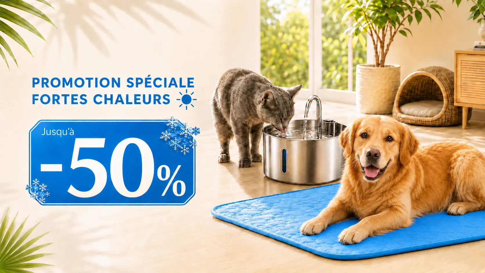 Accessoires pour chien et chat — offre spéciale fortes chaleurs jusqu'à -50% chez La Maison de Chuck