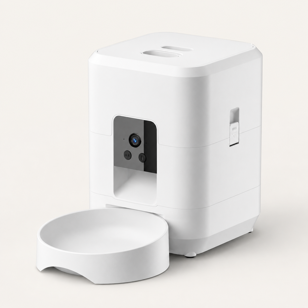 Distributeur Automatique de Croquettes avec Caméra, photo produit sur fond clair