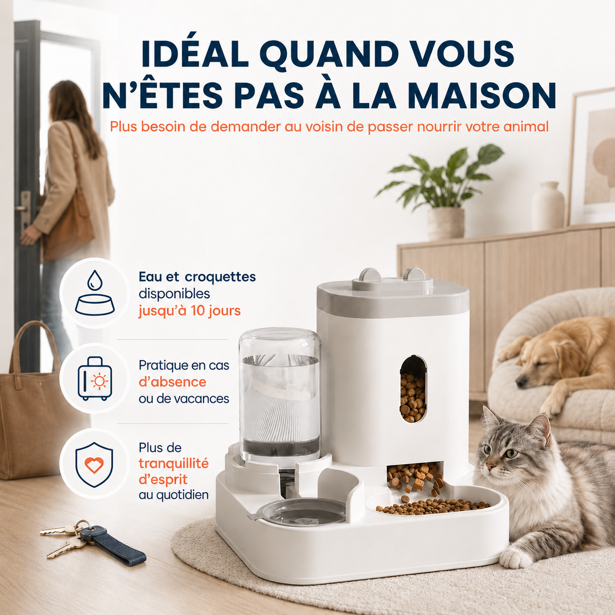 Distributeur de Croquettes avec Fontaine à Eau