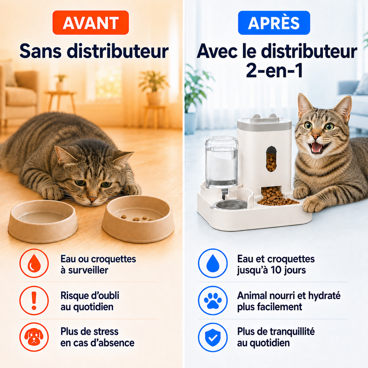 Distributeur de Croquettes avec Fontaine à Eau