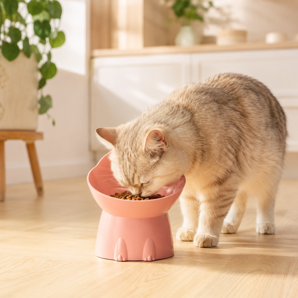 Gamelle Surélevée pour Chat en situation, à la maison