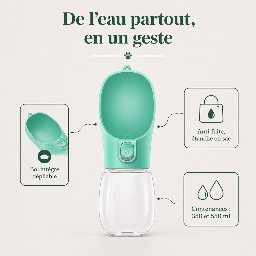 Gourde Portable pour Chien & Chat — caractéristiques principales