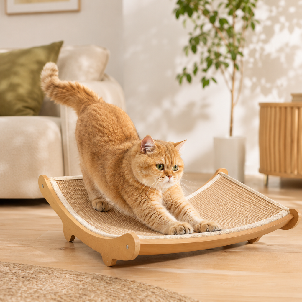 Griffoir en Bois pour Chat en situation, à la maison