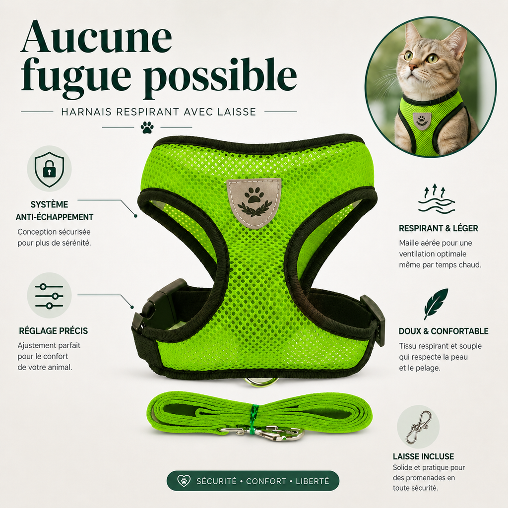 Harnais & Laisse pour Chat & Petit Chien — caractéristiques principales