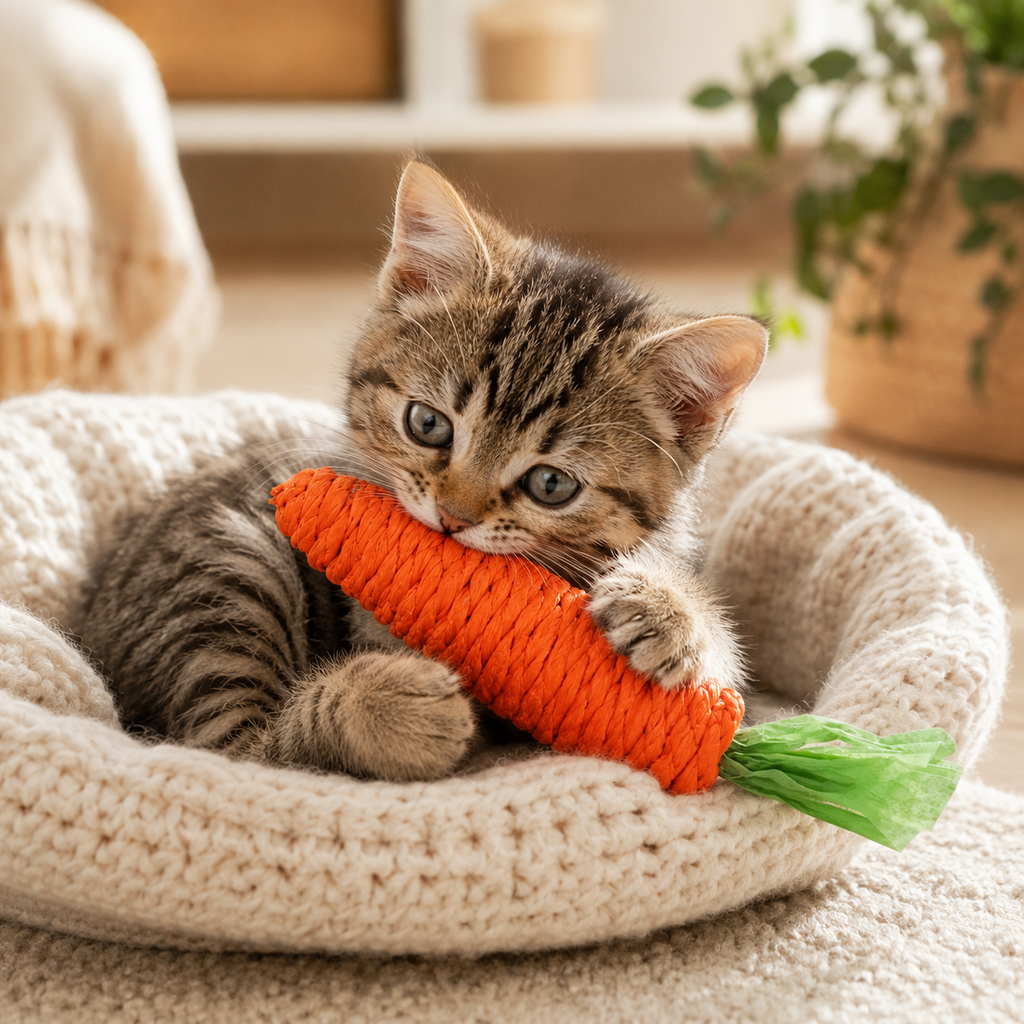 Jouet Carotte pour Chat en situation, à la maison