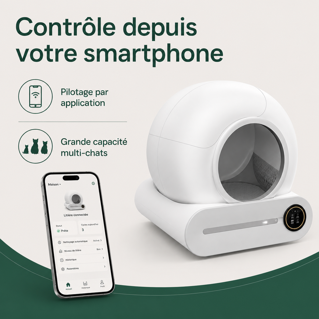 Litière Automatique Connectée pour Chat — caractéristiques principales