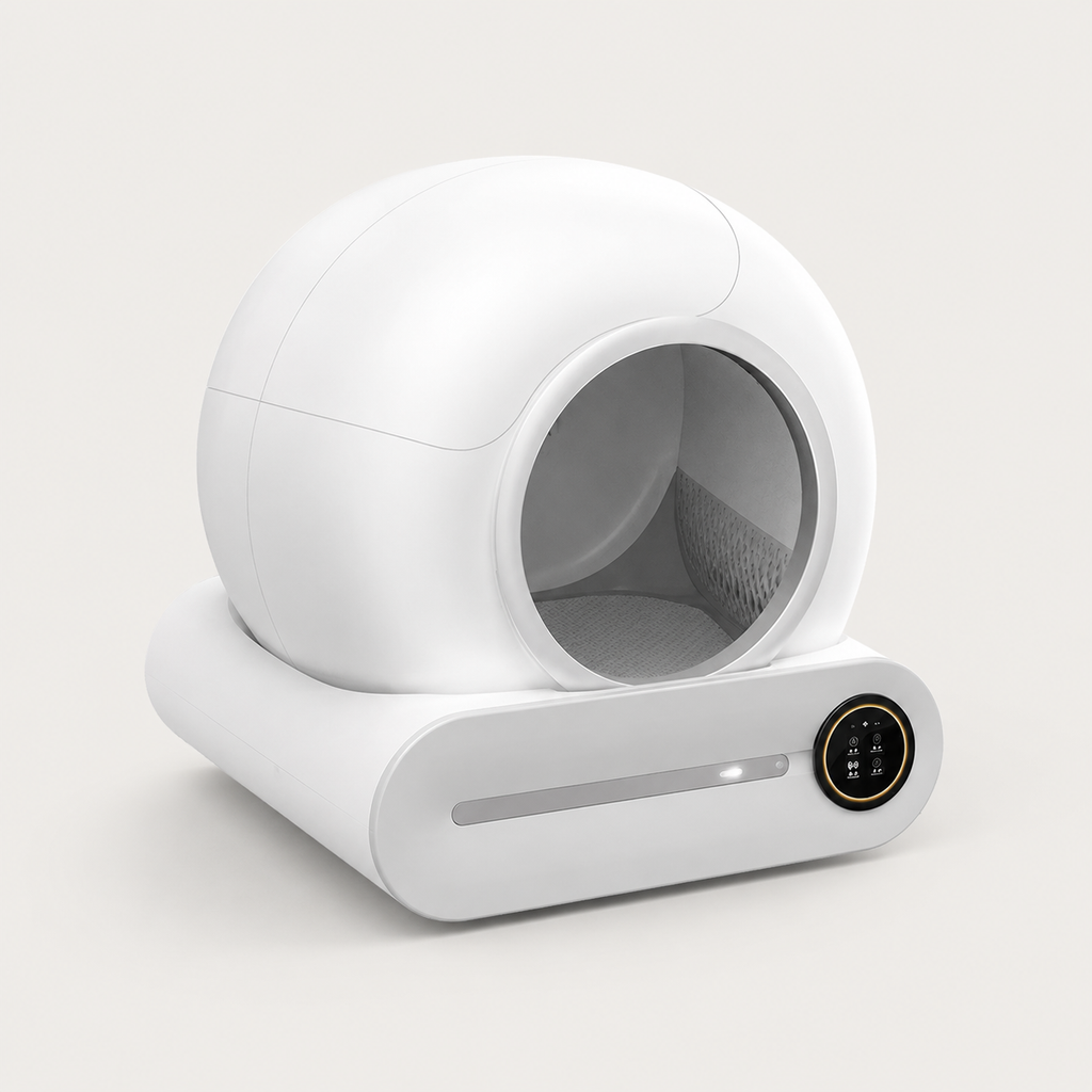 Litière Automatique Connectée pour Chat, photo produit sur fond clair