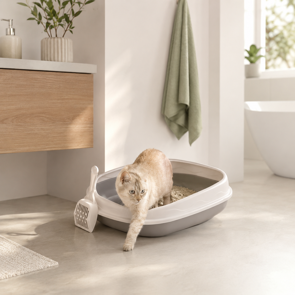 Maison de Toilette pour Chat en situation, à la maison