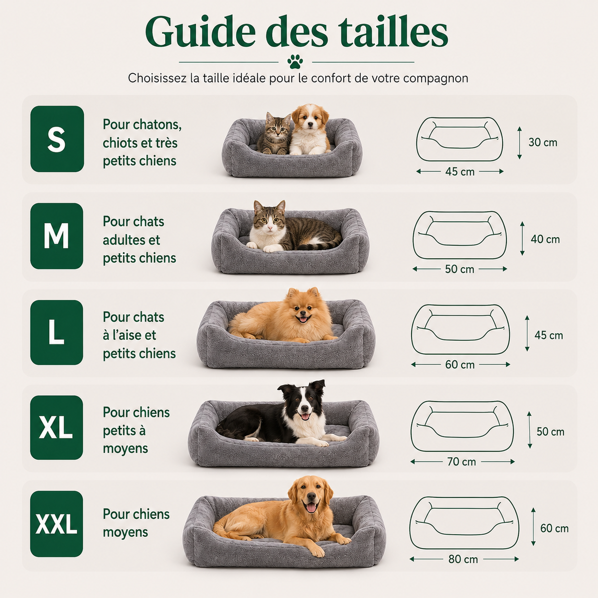 Panier Cosy pour Chat & Chien et ses dimensions