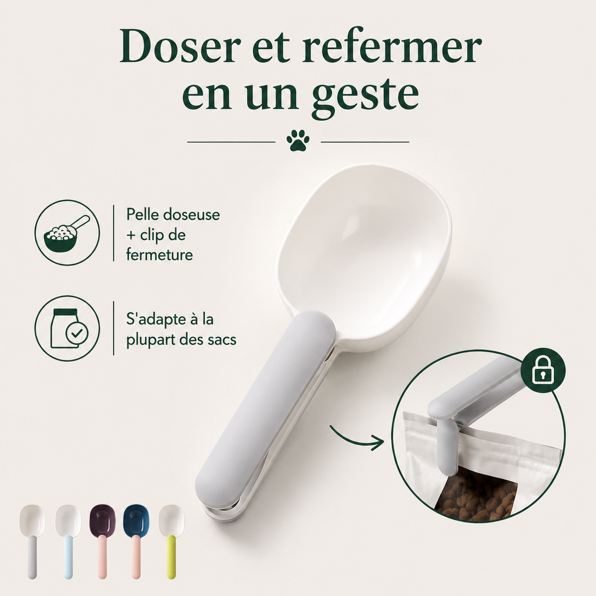 Pelle à Croquettes avec Clip — caractéristiques principales