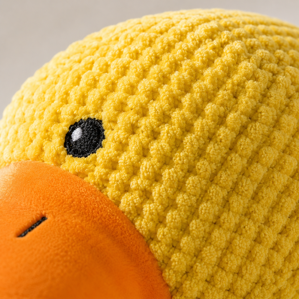Peluche Canard pour Chien — détail de la matière et des finitions