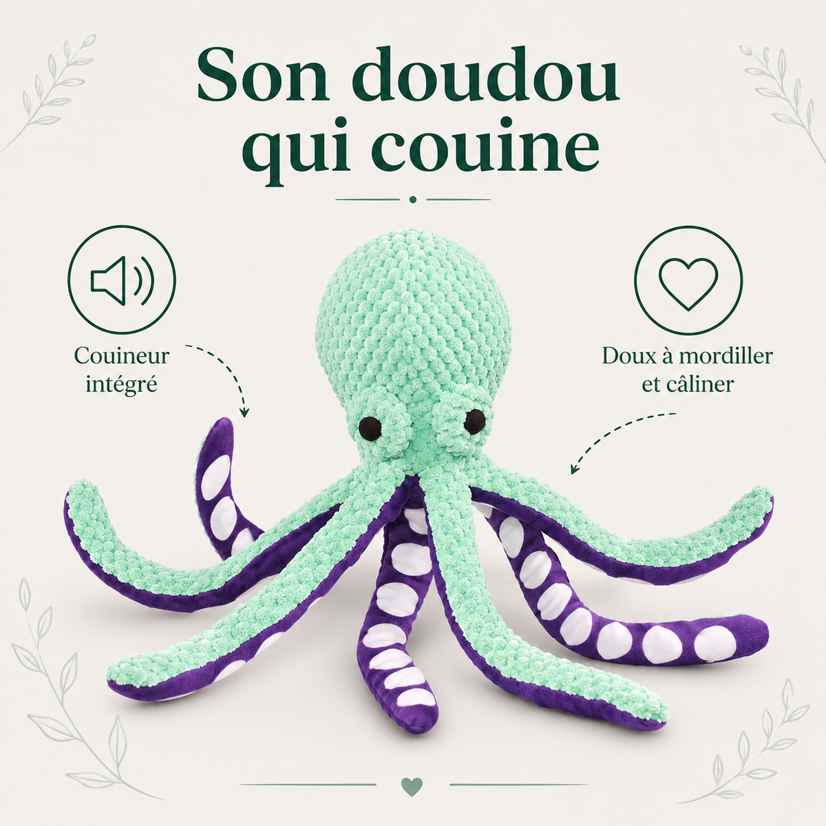 Peluche Pieuvre Sonore pour Chien — caractéristiques principales