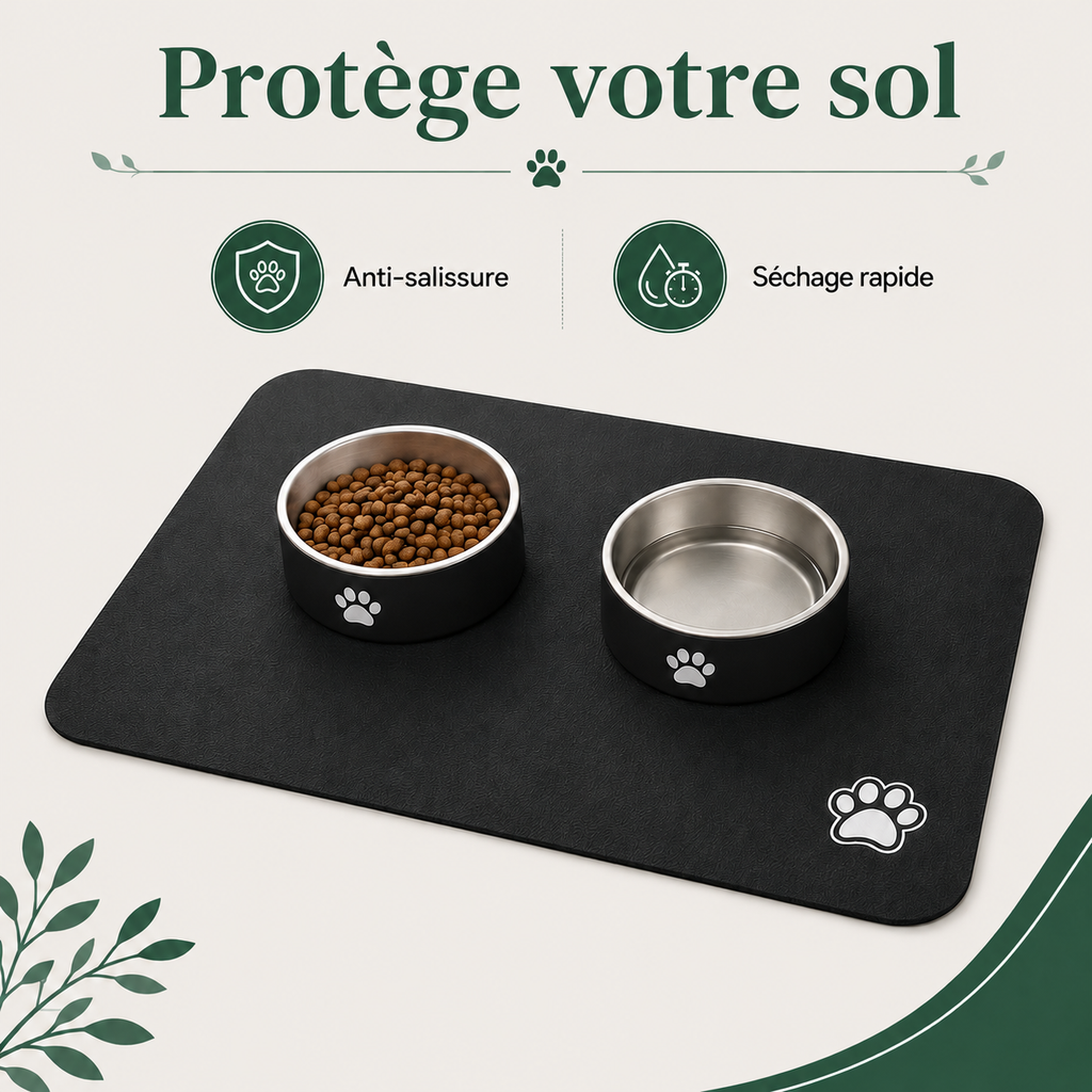 Tapis de Gamelle Absorbant — bénéfices