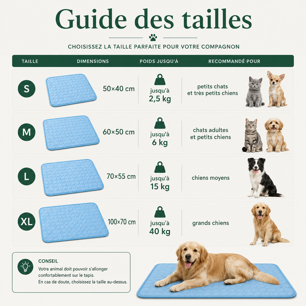 Tapis Rafraîchissant pour Chien & Chat et ses dimensions