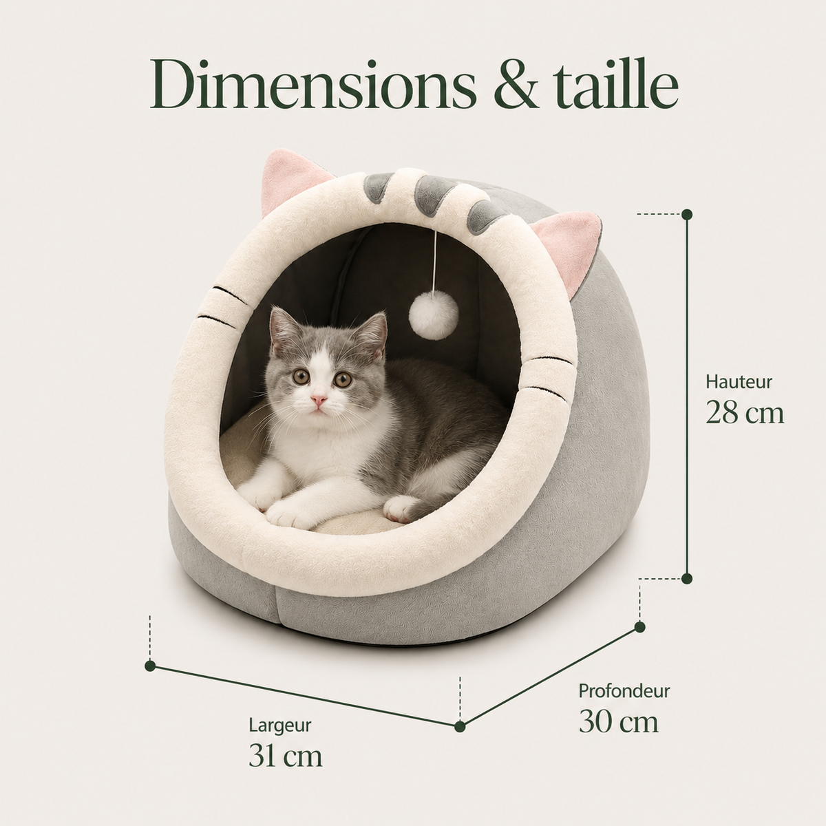 Tente Niche pour Chat & Petit Chien et ses dimensions
